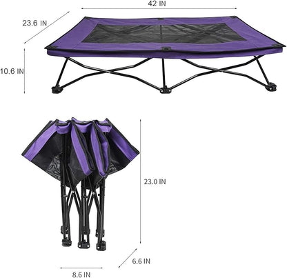 YEP HHO 47 Inches Long Elevated Folding Pet Bed Cot Travel Portable Breathable Cooling Textilene Mesh Sleeping Dog Bed (47 Inch (Pack of 1), Purple)