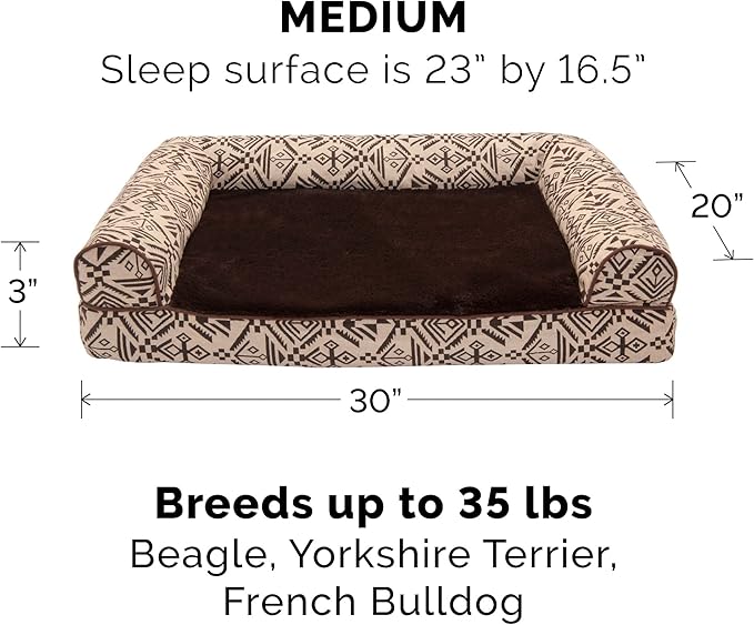 Furhaven Orthopedic Dog Bed for Medium/Small Dogs w/ Removable Bolsters & Washable Cover 35 lbs