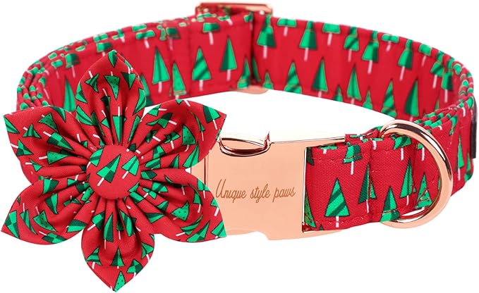 Unique style paws Christmas Dog Collar with Flower