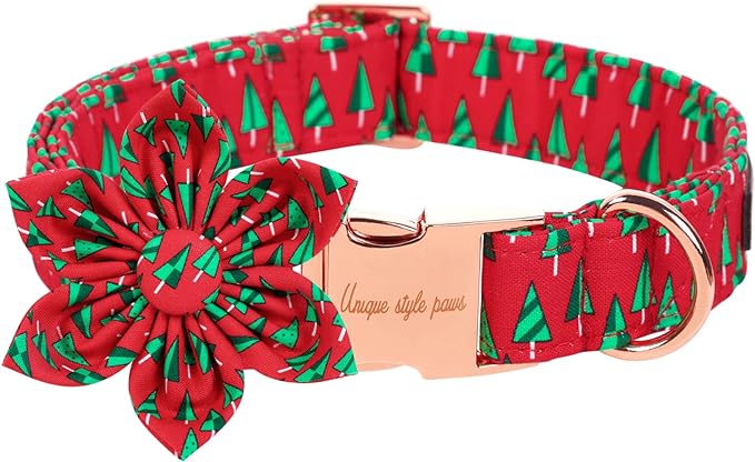 Unique style paws Christmas Dog Collar with Flower