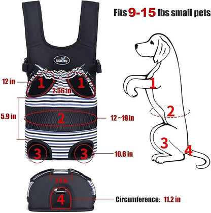 Dog Front Carrier Backpacks for Small Dogs, Legs Out Pet Carrier Sling Backpack with Adjustable Padded Ventilated Shoulder Straps, Easy for Traveling Hiking Camping,'Large (9-15 lbs of Dogs)