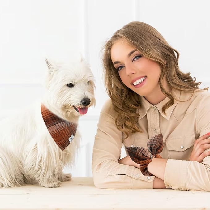 E-Clover Fall Dog Bandana & Matching Scrunchie-Thanksgiving Dog