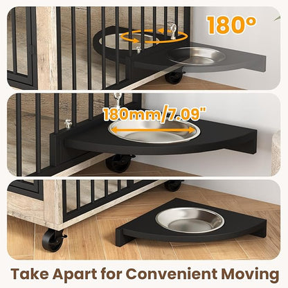 Rovibek Dog Crates for Large Medium Dogs 43.7", Large 3 Doors,