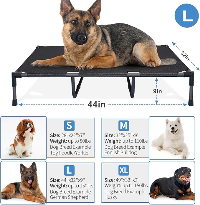 Bestio Elevated Dog Bed 44x32x9 Inch 120 lbs