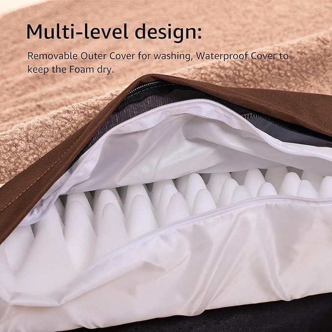 Orthopedic Dog Bed for Large Dogs Removable Bolsters & Washable Cover 65 lbs