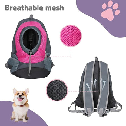 SOFTIER Pet Dog Carrier Backpack Puppy Dog Travel Carrier Front Pack Breathable Head-Out Backpack Carrier for Small Dogs Cats Rabbits(Pink)