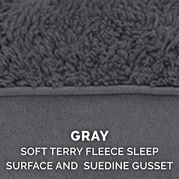 Furhaven Replacement Dog Bed Cover Terry & Suede Mattress, Machine Washable - Gray, Large