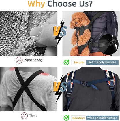 Dog Front Carrier Backpack, Dog Backpack Carrier Soft Pad, Pet Legs Out, Easy-Fit Dog Front Carrier for Small Medium Puppy, Hands Free Dog Carrier Adjustable for Cycling Hiking (Color Letters, S)