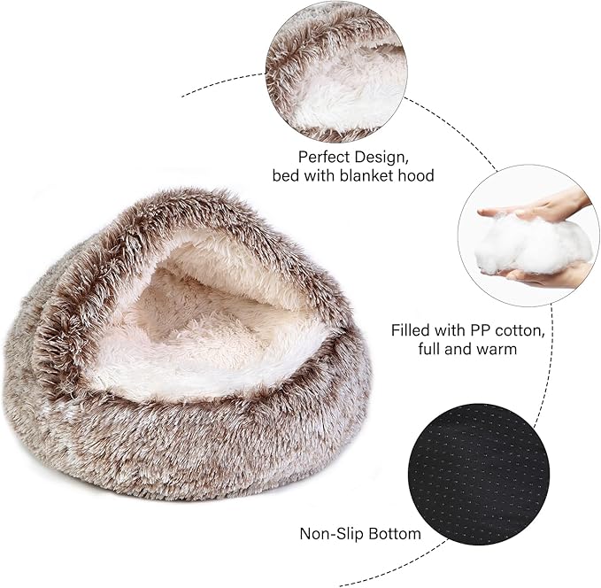 Cozy Dog Bed cat Bed with Cover cave for Small Dogs