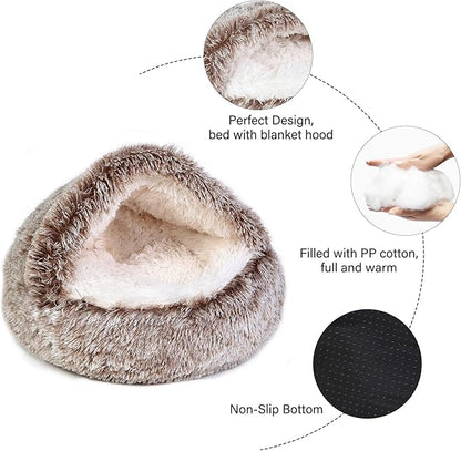 Cozy Dog Bed cat Bed with Cover cave for Small Dogs