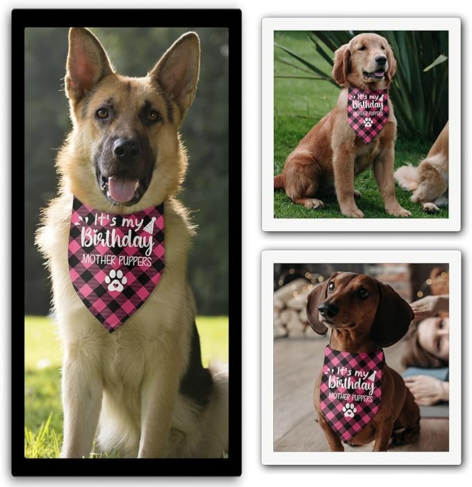 It's My Birthday Mother Puppers Pink Dog Bandana