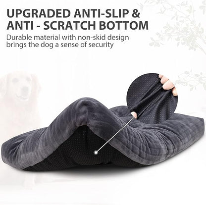 Dog Crate Bed Washable Jumbo Dog Beds for Large Dogs Deluxe Thick Flannel Fluffy Comfy Kennel Pad Anti-Slip & Anti-Scratch Pet Sleeping Mat 48 x 29 Inch,