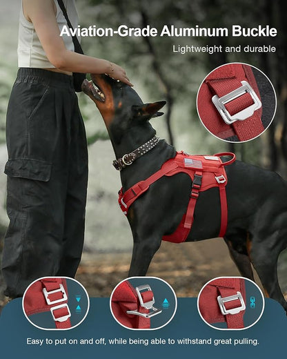 FAYOGOO Service Dog Harness for Medium Dog - Mesh Breathable Dog Harness Escape Proof with Handle - No Pull Military Service Dog Vest with Removable Patches for Walking,Training,Hiking