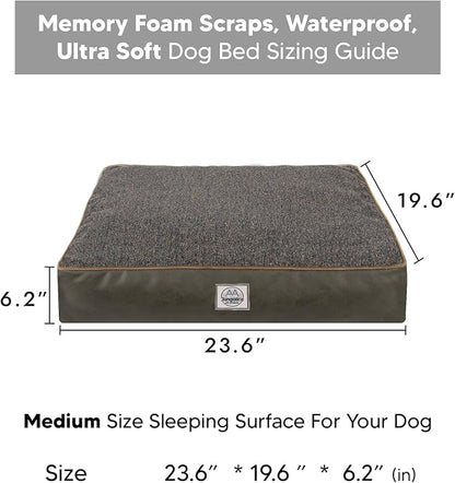 Memory Foam Dog Bed for Medium Dogs- Waterproof Dog Bed Mat with Removable Washable Cover