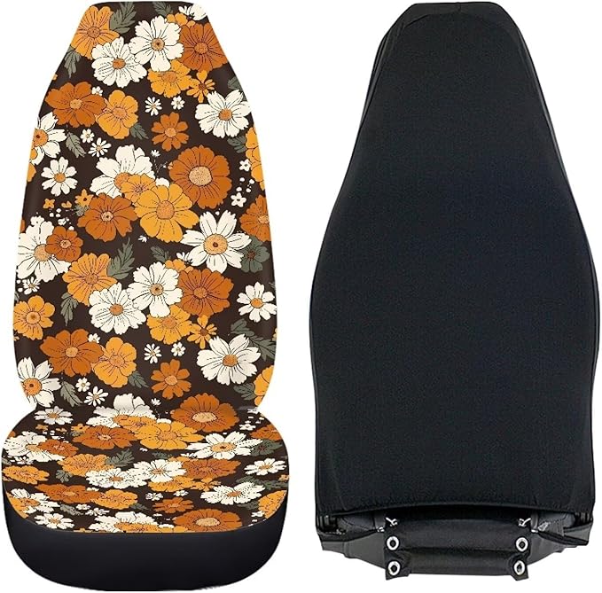 Groovy Hippie Flower Daisy Car Seat Covers Front Set