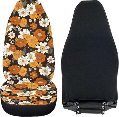 Groovy Hippie Flower Daisy Car Seat Covers Front Set