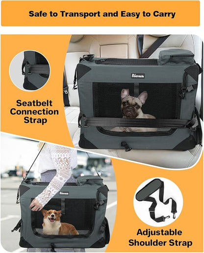 Large Cat Carrier 24"x16"x16" 2 Bowls,