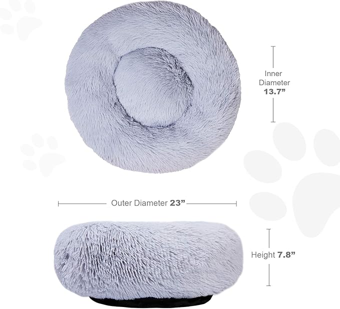 Aurako Cat Bed Dog Bed Round Cushion Pet 23" Light