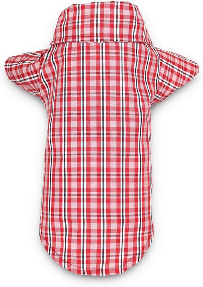 DroolingDog 3 Pack Plaid Dog Shirts Small Dog T Shirt Checked Pattern Tshirt Puppy Button Up Tee Black White Rose Blue Pet Clothes