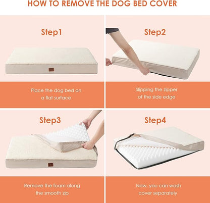 EHEYCIGA Orthopedic Dog Beds for Large Dogs with Removable Washable Cover for Crate 35x23