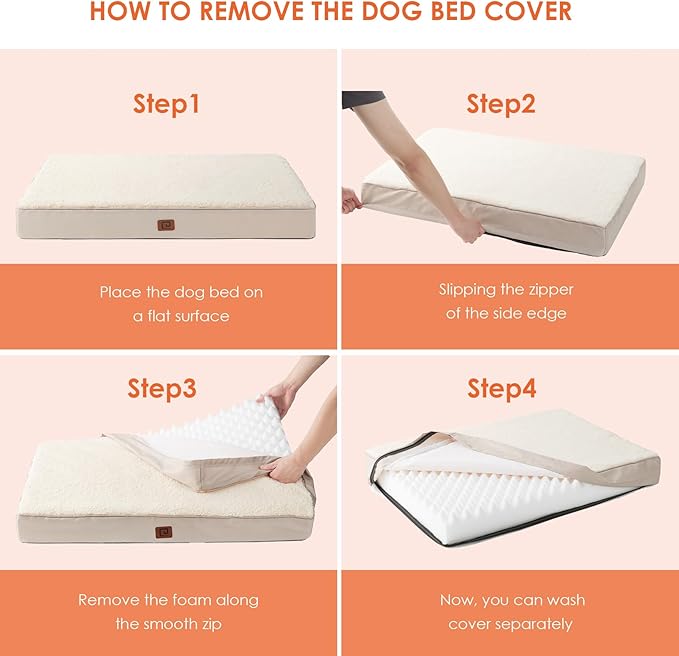 EHEYCIGA Orthopedic Dog Beds for Large Dogs with Removable Washable Cover 36x27