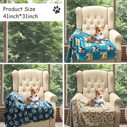 1 Pack 3 Blankets for Dogs Blankets for Large Dogs Medium Dog Blanket Super Soft Fluffy Premium Fleece Pet Blanket Flannel Throw for Dog Puppy Cat Paw Blanket(41x31 inch)