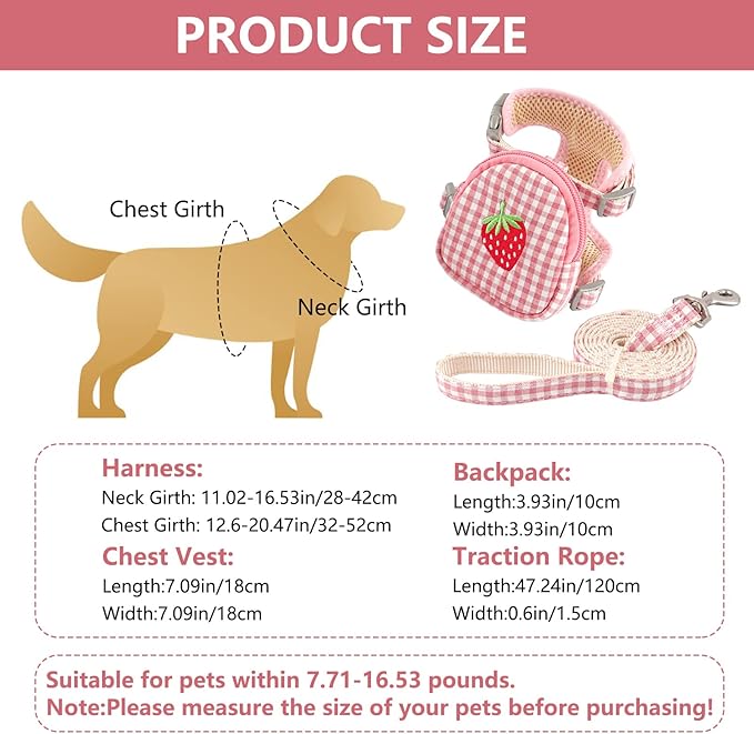 Pet Backpack Harness with Leash Set 1 Pack