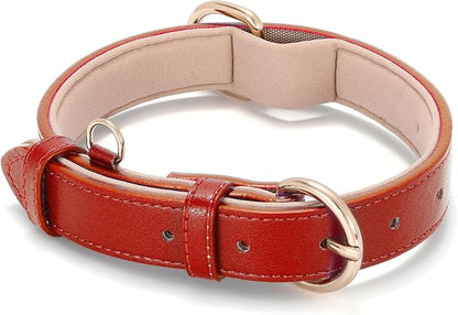 WHIPPY Soft Padded Leather Dog Collar for Small Medium Large Dogs Heavy Duty Dog Collar with Adjustable Rust-Proof Metal Hardware