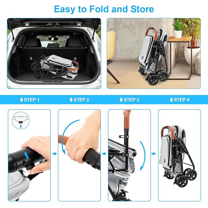 Double Pet Stroller for Dogs and Cats 4 Wheels,