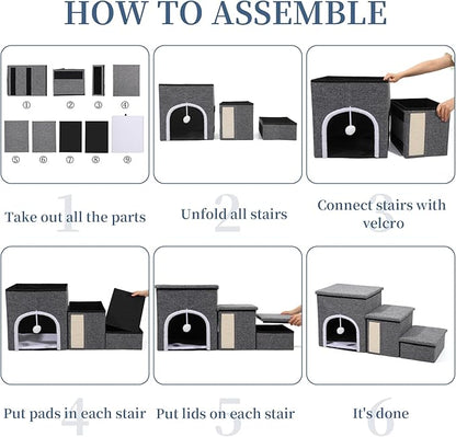 Upgrade XL Dog Stairs for Bed and Couch 35.5"L x 13.8"D x 17"H, Foldable 180lbs