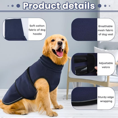 IDOMIK Dog Anxiety Calming Hoodie,Breathable Dog Anxiety Jacket Vest Coat for Thunderstorms,Fireworks,Vet Visits,Separation,Adjustable Dog Hoodies for Noise Block & Ear Protection Recovery,Blue,M