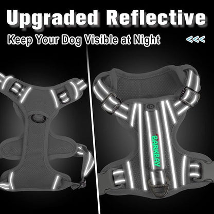 BARKBAY Dog Harness No Pull with ID Tag Pocket - Heavy Duty, Reflective, Easy Control for Large Dogs (Grey,XL)