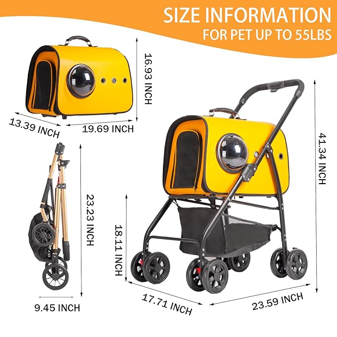 Magicorange Pet Stroller 3 in 1 Dog Stroller for Medium Small Size Dogs