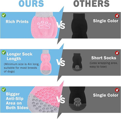 SCENEREAL Dog Socks to Prevent Licking Paws for Hardwood Floors Anti Slip