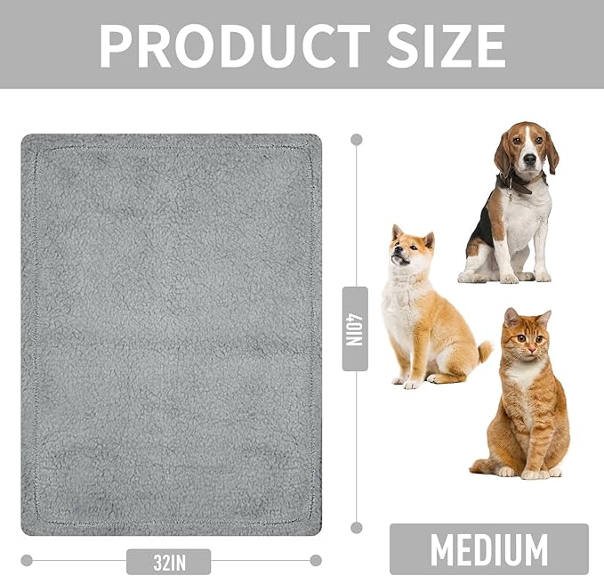 furrybaby Dog Blanket Soft Dog Blankets for Large Dogs Puppy Essentials Washable Fluffy Sherpa Fleece Cat Blanket 32x40 Inches for Bed Furniture Couch Sofa (Double-Layer Medium