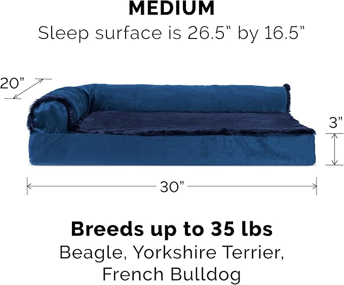 Furhaven Memory Foam Dog Bed for Medium/Small Dogs w/ Removable Bolsters & Washable Cover 35 lbs