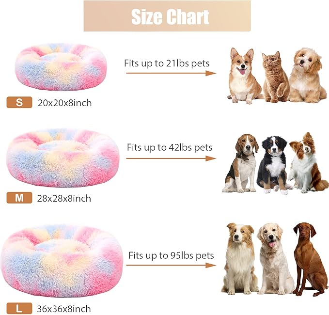 Dog Bed Calming Dog Beds for Small Medium Large Dogs Bed(20"/27"/35") (L 36''x36'', Color)