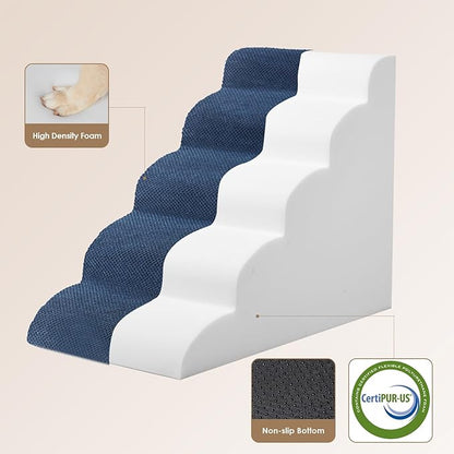 EHEYCIGA Curved Dog Stairs for High Beds 22.6" H 5-Step Dog