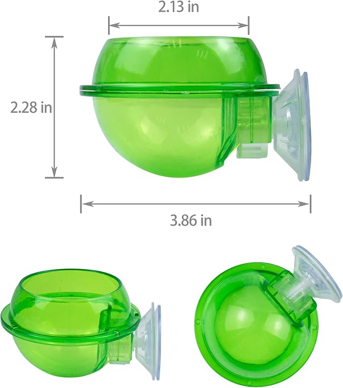 AUEAR, 2 Pack Reptiles Suction Cup Feeder Chameleon Feeding Food Cricket Bowl Water Dish Gecko Ledge Supplies Accessories for Gecko Lizard Bearded Dragon