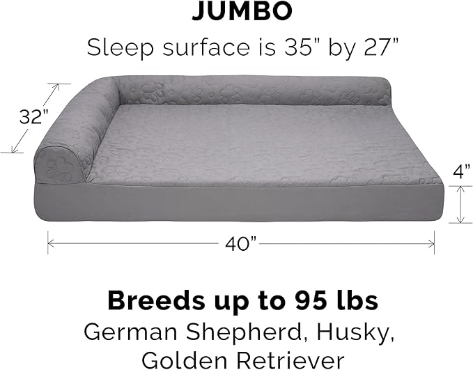 Furhaven Memory Foam Dog Bed for Large Dogs w/ Removable Bolsters & Washable Cover 95 lbs