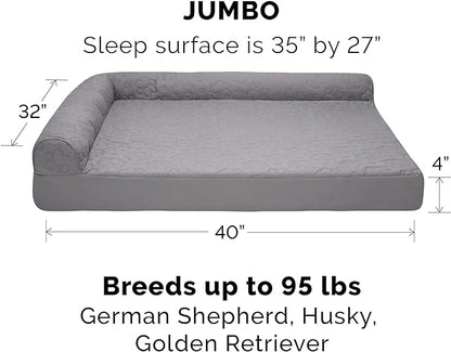 Furhaven Replacement Dog Bed Cover Pinsonic Quilted Paw L Shaped Chaise