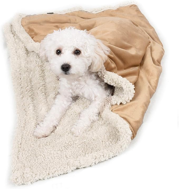 Puppy Blanket, Super Soft Sherpa Dog Blankets and Throws Cat Fleece Sleeping Mat for Pet Small Animals 45x30 Latte