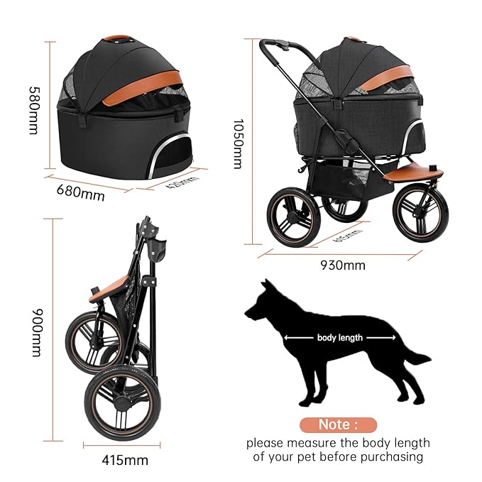 Dog Stroller for Medium Small Dogs 3in1 Pet 3 Wheels