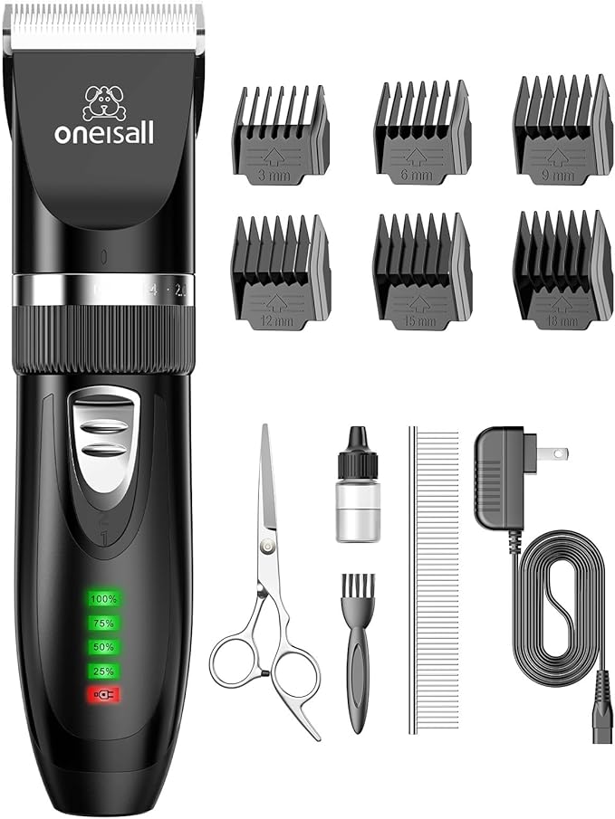 oneisall Cat Clippers for Matted Hair, Quiet Cat Shaver for Long Hair, Cordless Cat Hair Trimmer for Grooming, 2 Speed Pet Shaver Cat Grooming Kit for Cats Small Dogs Animals (Black)