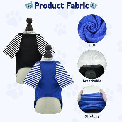 Dog Summer Shirts with Striped Sleeves Dog Cotton (2PCS) XS