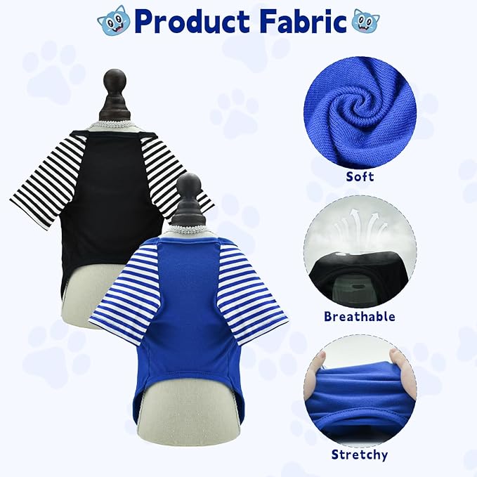 Dog Summer Shirts with Striped Sleeves Dog Cotton (2PCS) XXL