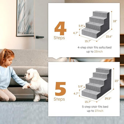 Heeyoo Dog Stairs for Small Dogs 4-Step Dog 18" High