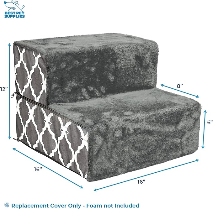 Best Pet Supplies Foldable Pet Stairs Cover for Foam Dog Ramps 2-Step