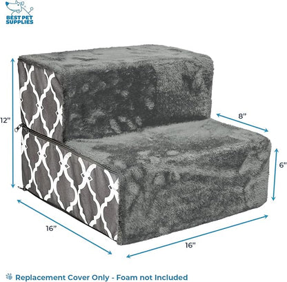 Best Pet Supplies Foldable Pet Stairs Cover for Foam Dog Ramps 2-Step