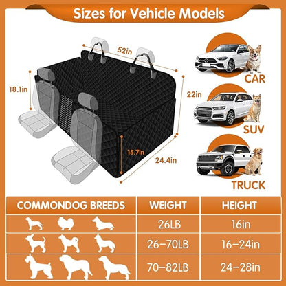 Dog Car Seat Cover for Back Seat with Strong Hard Bottom